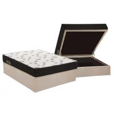 Cama Box Baú Casal: Colchão Espuma D45 Ortobom Ligh Saúde Ortopillow + Base Crc Suede Clean(138X188)