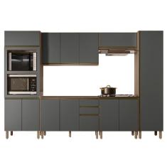 Armário De Cozinha 6 Peças Sem Tampo Jessy N03 Carvalho/grafite - Mpozenato