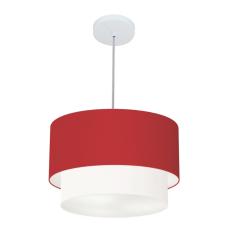 Lustres Pendentes Duplo Cilíndrico Vivare Md-4350 Cúpula em Tecido 45x40cm - Bivolt