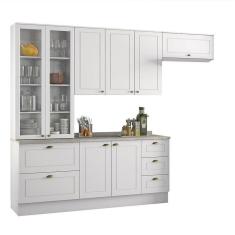 Cozinha Completa Americana 4 Peças Branco Com Cristaleira - Móveis Henn Branco