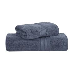Jogo de Toalhas Buddemeyer Fio Penteado Canelado Gigante Azul 2 Peças