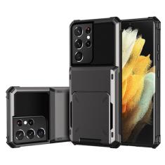 SORAKA Capa para Samsung Galaxy S21 Ultra 5G com porta-cartões Capa para carteira Samsung Galaxy S21 Ultra 5G Capa PC TPU 2 em 1 de camada dupla Capa à prova de choque com capacidade para 5 cartões