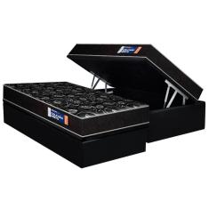 Conjunto Box Baú Solteiro Colchão Espuma Plumatex D28 Isopluma + Base Crc Suede Black(88x188)