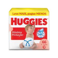 Fralda Huggies Máxima Proteção Tamanho G 66 Unidades Descartáveis, G, 