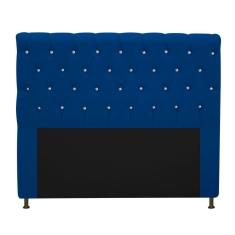 Cabeceira Estofada Cristal 195cm King Size Azul Marinho
