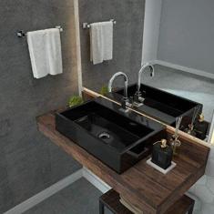 Cuba para Banheiro RT55W Retangular Florenza Compace Preto