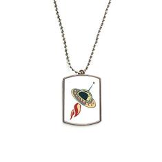 Colar com pingente de corrente de aço inoxidável monstro alienígena OVNI do Universo