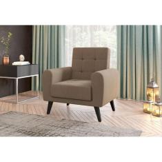 Poltrona Decorativa Pés de Madeira Livia  - Marrom claro light