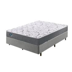 Cama Box Casal Reforçado 138x188x38cm e Colchão Adapto Molas Ensacadas Cinza
