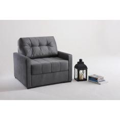 Sofá Cama Uno em Linho 100cm Murilo Cinza