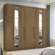 Guarda-roupa 8 Portas 4 Gavetas Master New com Espelho Jatoba