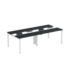 Mesa de Plataforma Dupla para 4 Pessoas Corporativa 130X120/4P PDC13/12/4P Preto/Branco