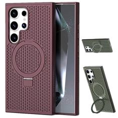 ZXDK Capa magnética de resfriamento invisível com suporte para Samsung Galaxy S24 S23 S22 Ultra S23 FE Plus compatível com Magsafe, capa com suporte militar de dissipação de calor (vermelha, S22)