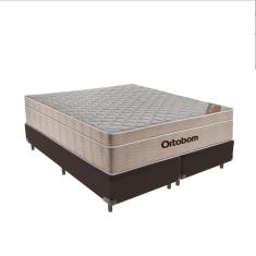 Cama Box Queen Marrom e Colchão Ortobom Airtech SpringPocket