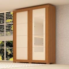 Guarda-roupa Casal 160cm 2 Portas de Correr com Espelho Flex Color 100% Mdf Boldina Espresso Móveis Cinamomo/Off White