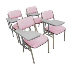 Kit Com 4 Cadeiras Para Auditórios Linha Hotel Smart Rosa