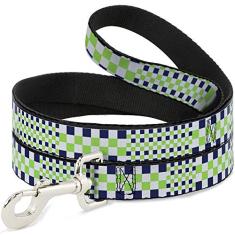 Buckle-Down Coleira para cachorro listrada Chevron branca verde neon azul marinho 1,8 m de comprimento 2,5 cm de largura