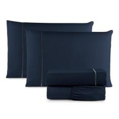 Jogo Roupa de Cama Lençol Casal King 4 Peças Ponto Palito Micropercal 