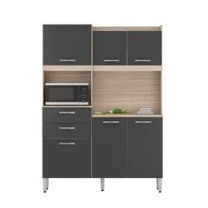 Armário Cozinha Compacta C/ Balcão 6 Portas 2 Gavetas Harmonia