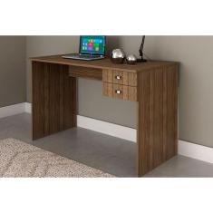 Mesa Canto p/Escritório ME4165 c/ 2 Gavetas Nogal - Tecno Mobili