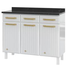 Balcão de Cozinha de Aço Triplo Telasul Diamante C/ Tampo Branco