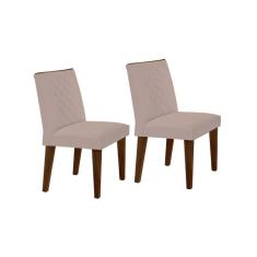 Cadeira Sala De Jantar Jade Madeira Kit 2 Un Capuccino/veludo Pérola - Rufato