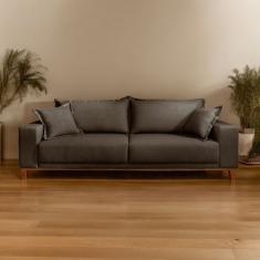 Sofá Fixo 3 Lugares Luxo 200 Cm Argos Chumbo