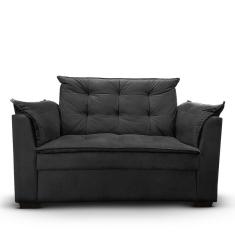 Sofá 2 Lugares Para Sala Moderno Confortável Stella Suede Cor:preto