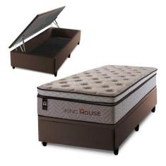 Conjunto Box Baú Liverpool Bege 96x203x80 c/ Molas Ensacadas - King Ho