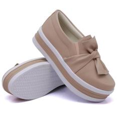 Tênis Slip On Feminino Laço Frontal Sola Borracha Robusta Leve Top Mul