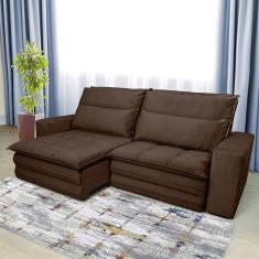 Sofá 5 Lugares Luizzi Colombo Retrátil, Reclinável e Revestido em Tecido Veludo Slim 250 cm Largura