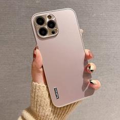 Capa de telefone em acrílico sólido fino para iPhone 7 8 Plus X Xs Max Xr metal alumínio capa de proteção de câmera para iPhone 13 11 12 Pro Max, rosa, para iPhone 8