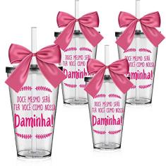 4 Copos Convite Personalizados para Daminha - Doce Mesmo