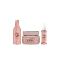 Kit Hobety Rose Shampoo 300Ml+Máscara 300Gr+Serum Gold 60Ml