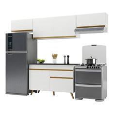 Cozinha Compacta 4 pç c/Armário e Balcão Mp3697 Veneza Gw Multimóveis Branca