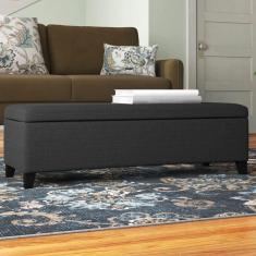 Recamier Bau Veneza 1,20M Suede Azul Marinho - Clique Decor