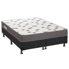 Cama Box Queen: Colchão Espuma Ortobom D33 Light + Base Crc Suede Gray