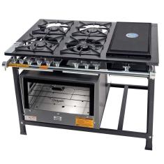 Fogão Industrial Tradicional 40x40 4 Bocas Chapa com Forno Itajobi