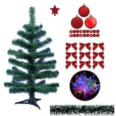 Árvore De Natal Verde 60Cm Decorada Com Enfeites Pisca 220V