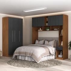 Guarda Roupa Modulado Lugano 8 Portas 3 Gavetas 3 Peças Yescasa Nogal/Grafite