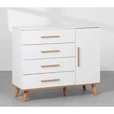 Cômoda Ludmila 4 Gavetas com Porta - Branco