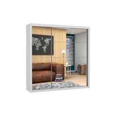 Guarda Roupa Casal Porta Correr com espelho 3 portas e 4 gavetas Veneza Gold  – Branco