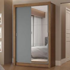 Guarda-Roupa Solteiro 2 Portas de Correr com Espelho 2 Gavetas Vivare 