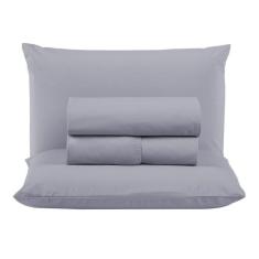 Jogo de Cama Box Queen Size 04 peças 100% Algodão Lençol Liso Percal 3