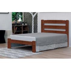 Cama de Casal Luna de Madeira Maciça Angelim Pedra/Tauari - Cor Castan