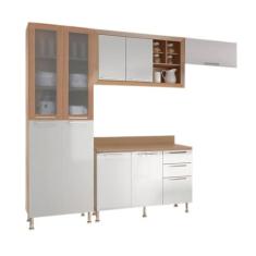 Cozinha Compacta Ditália Aspen 4 Pç Carvalho/Branco A45 Cozy