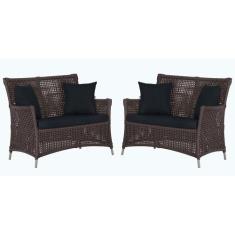 2 Sofás Área Externa Igapó Alumínio Pintura Fendi Corda Náutica Estofa