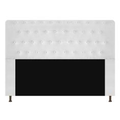 Cabeceira Estofada Brenda 160 cm Queen Size Com Botonê Suede Branco - 