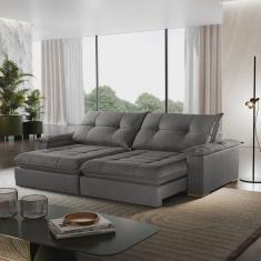Sofá Retrátil e Reclinável, com Molas Ensacadas, Espuma D28 2,0cm l Cinza