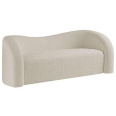 Sofá Curvo 3 Lugares Orgânico Sala Recepção Escritório Coréia 180cm Bouclé Bege